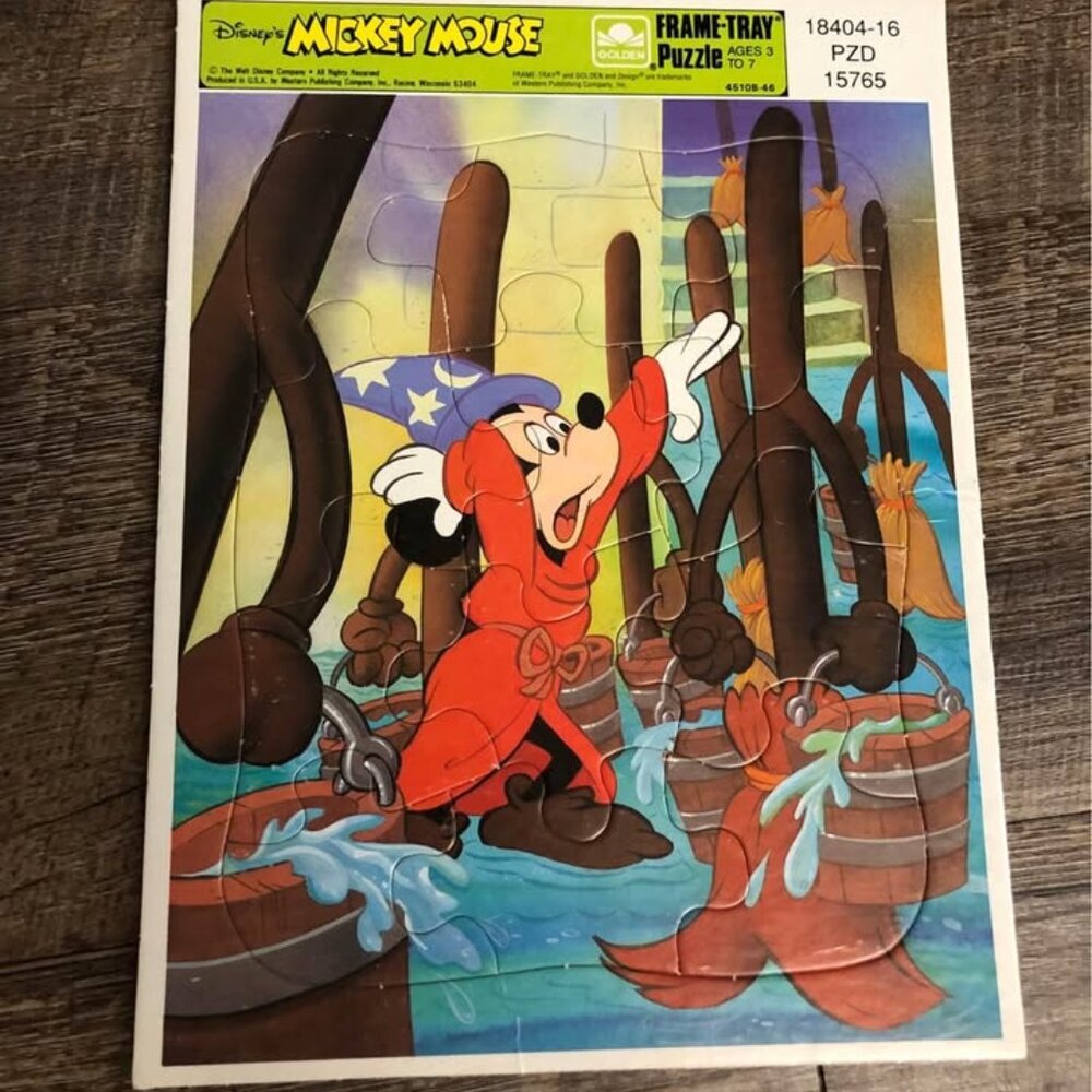 Mickey Mouse Puzzle, Vintage Puzzle, sorcerer mickey, kids puzzle, vintage kids